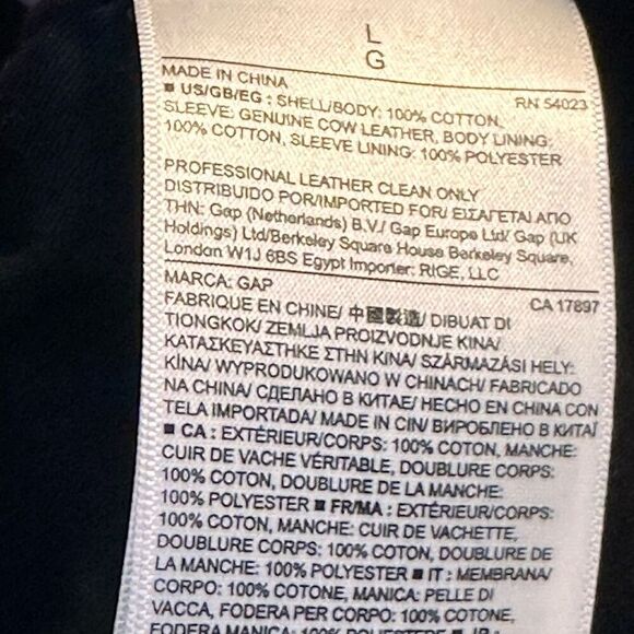 GAP Moto Mixed Media Black Leather Sleeved Jacket - Picture 4 of 4